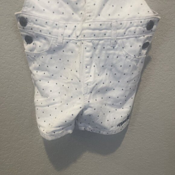 Naartjie Size 5-6 Denim Shortalls Overalls White Polka Dots Shorts - Picture 4 of 9
